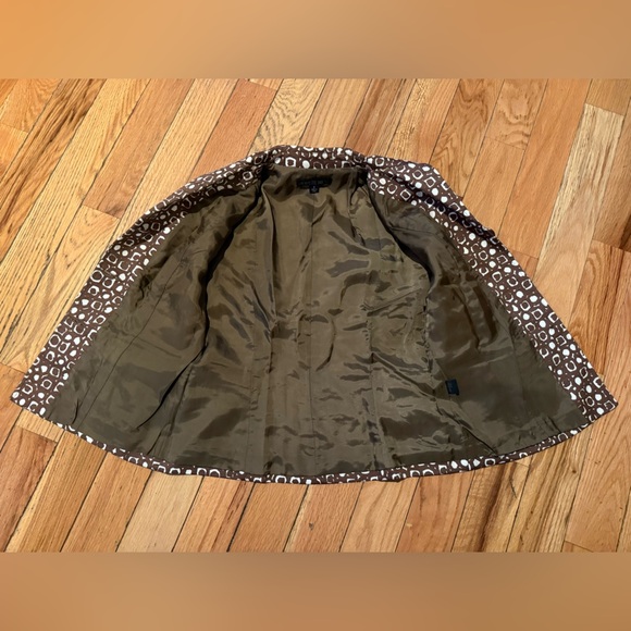 Lafayette 148 Blazer Women's Size 6 Brown Ivory Jacket 3/4 Sleeve Button Cotton - Picture 9 of 15